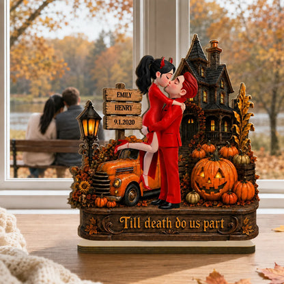 "Till Death Do Us Part" Personalized Halloween Couple Plaque - Custom Haunted House Decor