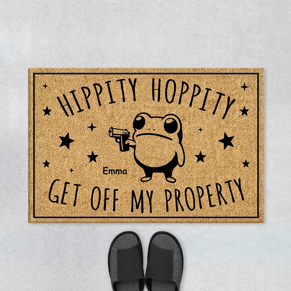 Hippity Hoppity Get Off My Property Doormat - Funny Personalized Frog Outdoor Mat