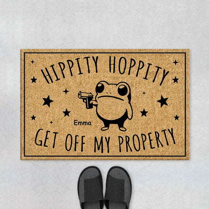 Hippity Hoppity Get Off My Property Doormat - Funny Personalized Frog Outdoor Mat