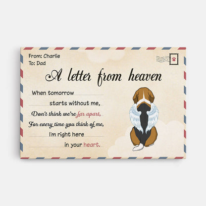 Personalised Memorial Letter From Heaven Canvas - PRINTS10