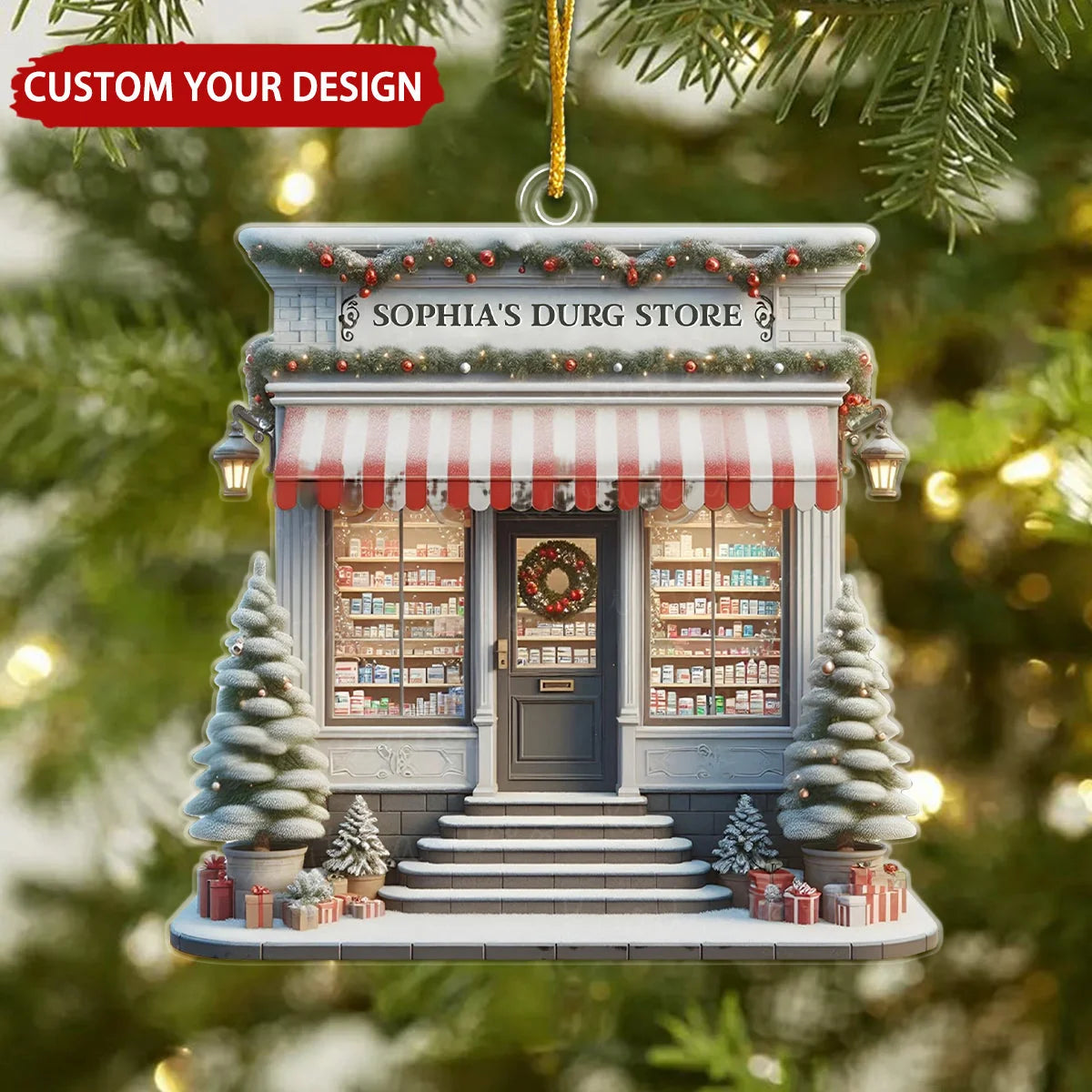 Custom Pharmacy Christmas Ornament - Personalized Pharmacist Acrylic Keepsake Gift
