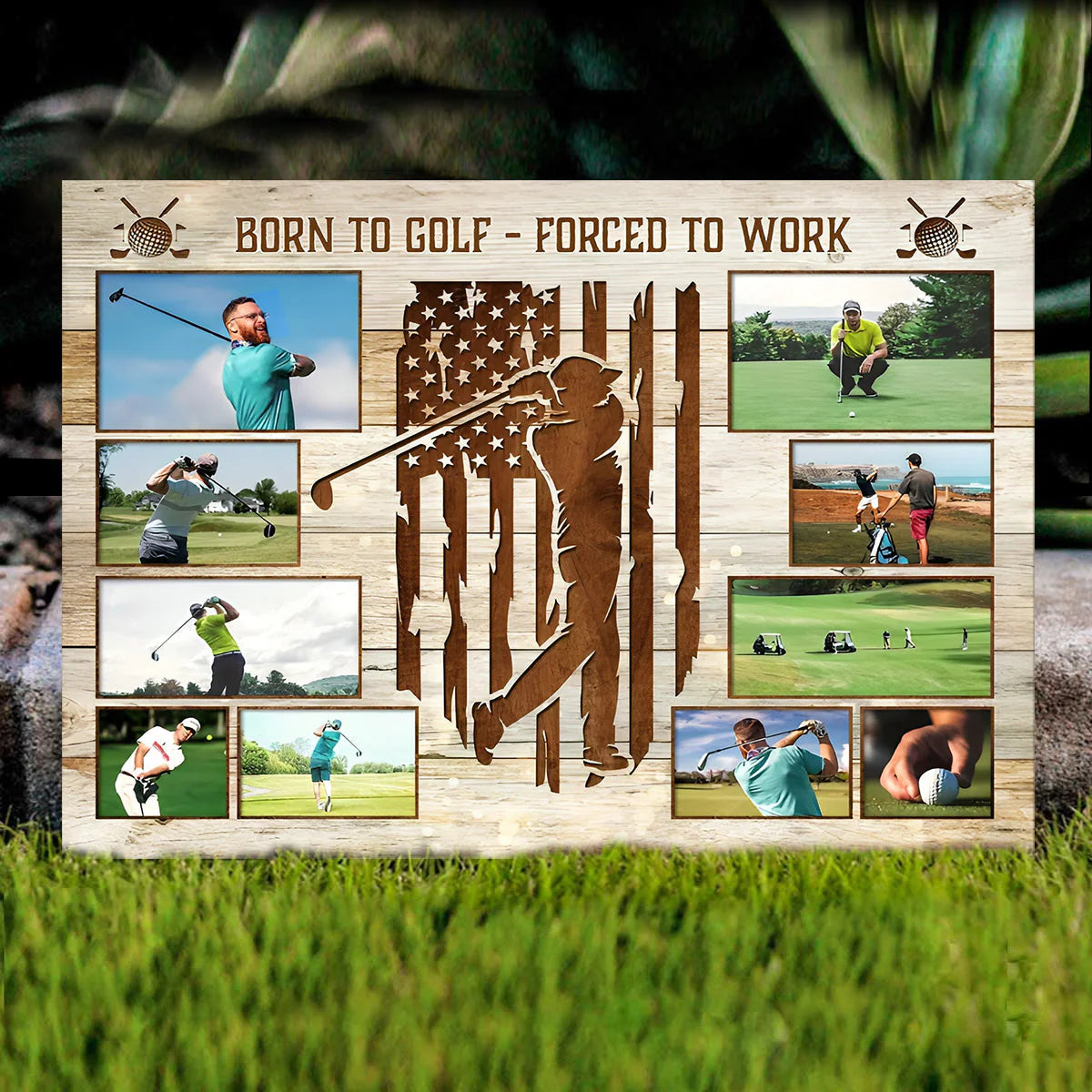 Canvas / Poster material and size view - Personalized Us Golf Photo Collage