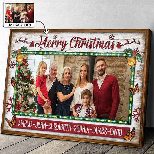 Merry Christmas Custom Photo Canvas / Poster - Personalized Family Wall Art Holiday Keepsake Gift