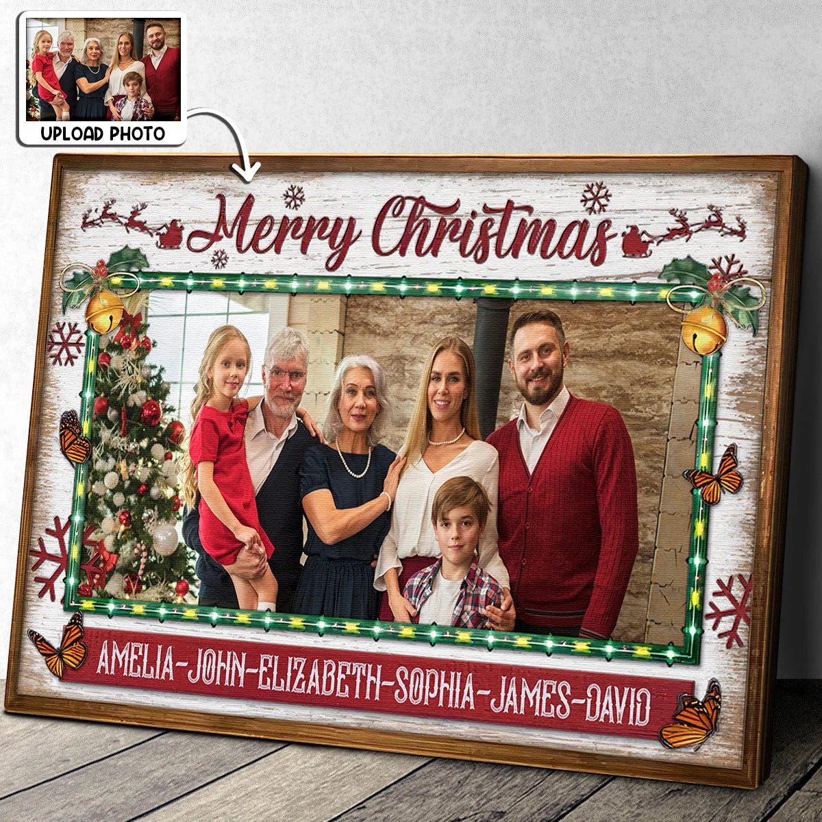 Merry Christmas Custom Photo Canvas / Poster - Personalized Family Wall Art Holiday Keepsake Gift