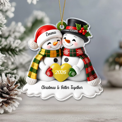 Our 1st Christmas Together - Personalized Snowman Couple Acrylic Ornament