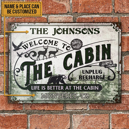 Life Is Better at the Cabin Personalized Metal Sign - Custom Welcome Decor for Cabin & Lake House