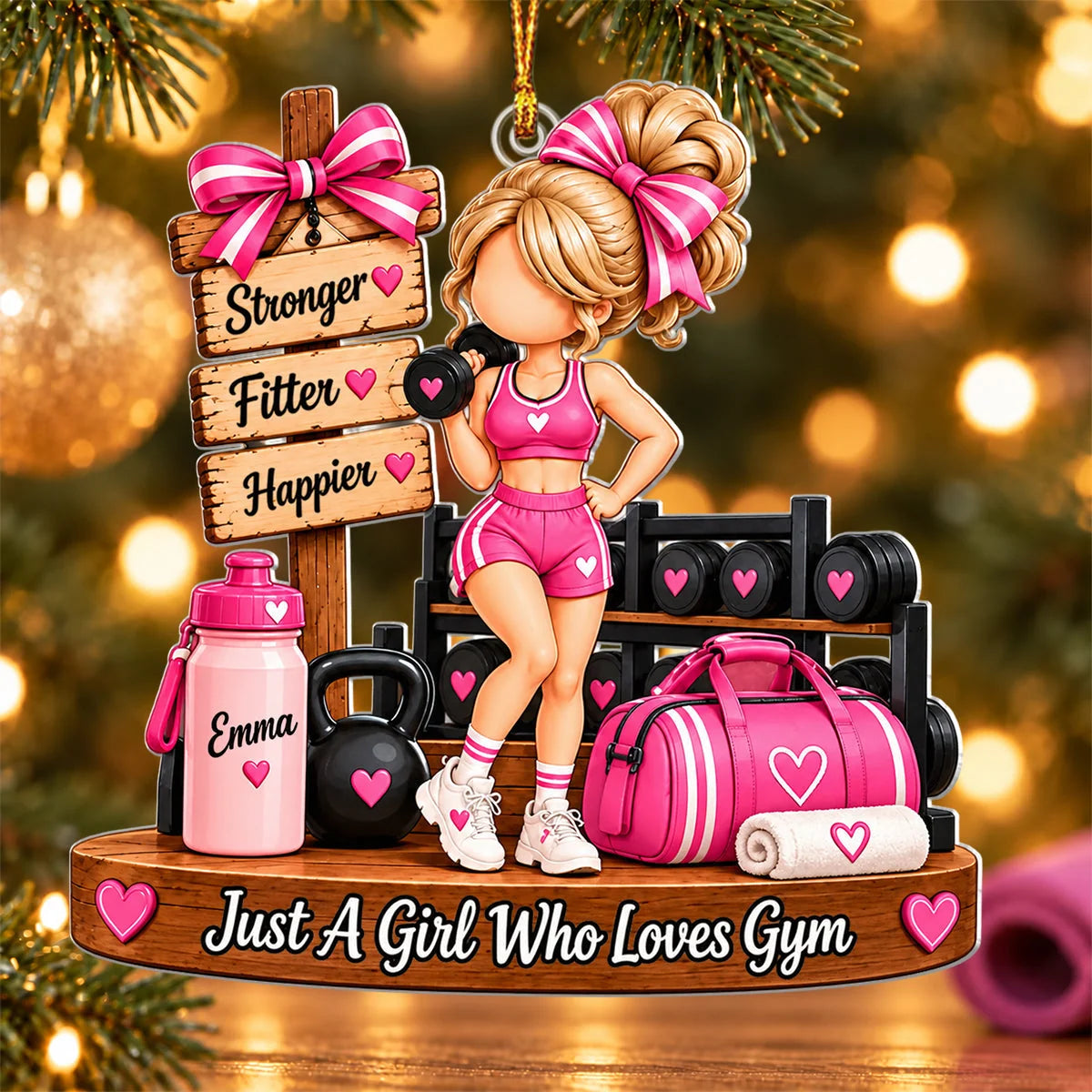 Personalized Gym Girl Ornament - Custom Christmas Keepsake