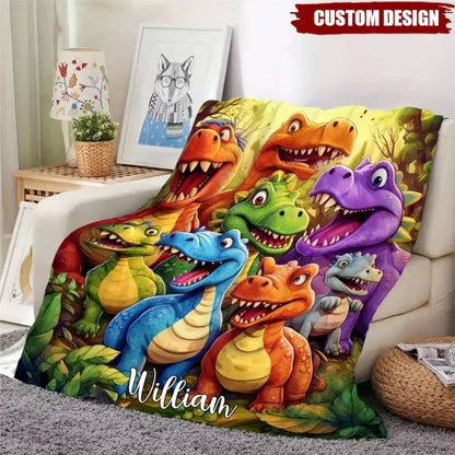 Blanket material and size view - Personalized Dinosaur Baby Blanket