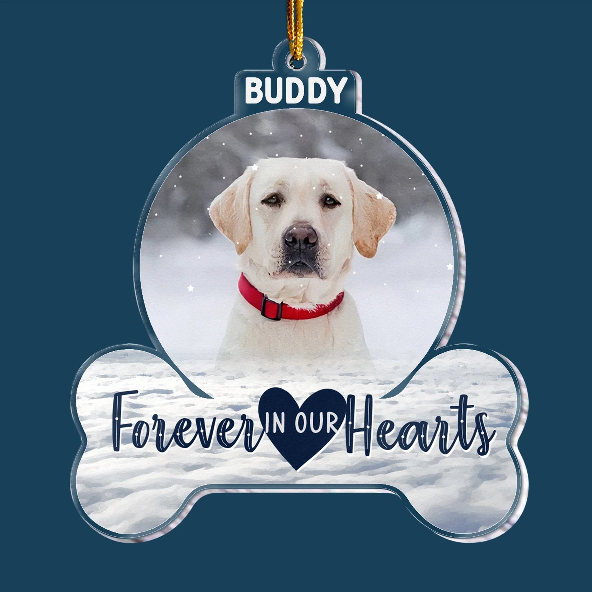"Forever In Our Hearts" Custom Pet Memorial Acrylic Ornament - Personalized Photo Gift for Dog Lovers