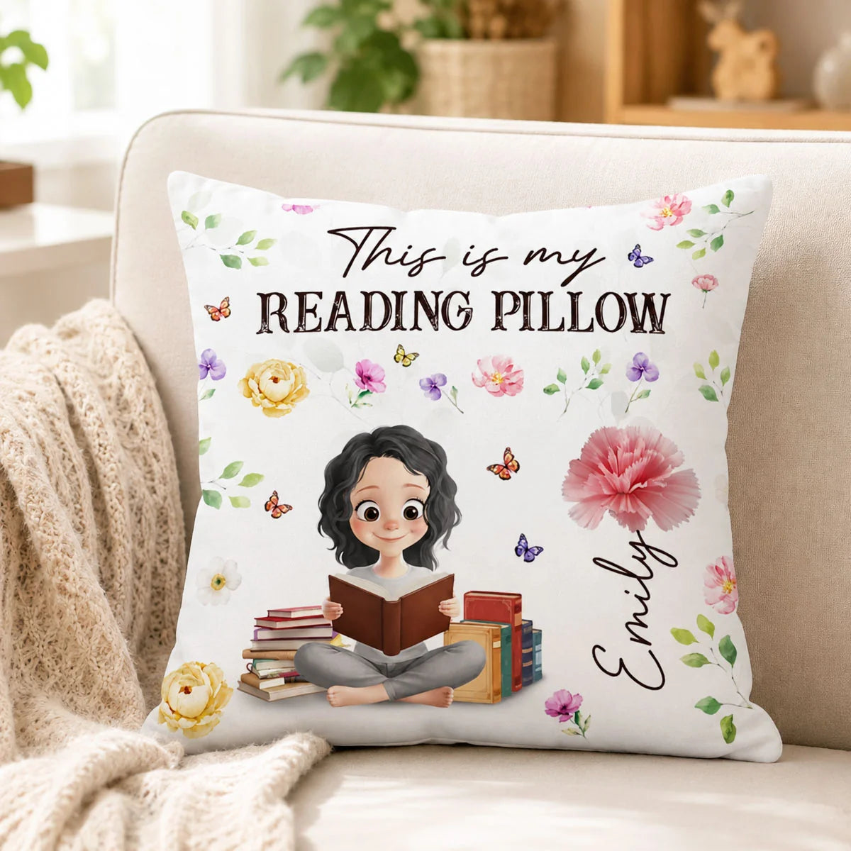 "This Is My Reading Pillow" - Personalized Reading Pillow Gift for Avid Readers & Book Lovers