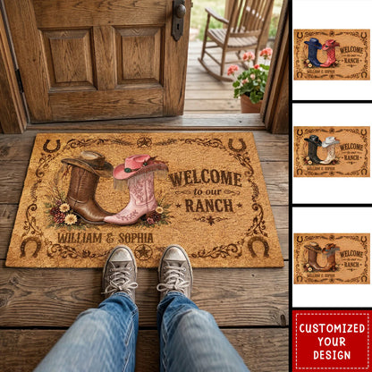 Personalized Western Doormat personalization view for Couples