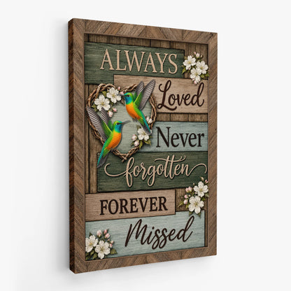 "Always Loved Never Forgotten Forever Missed" Personalized Memorial Canvas / Poster - Custom Sympathy Loss Gift
