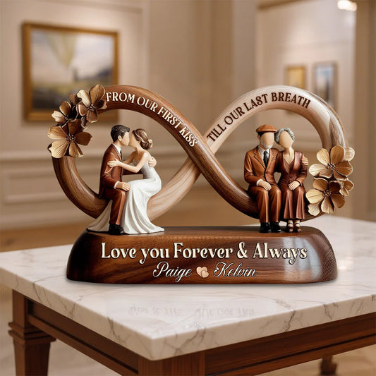 Personalized couples anniversary acrylic plaque with infinity shape and names - custom romantic gift for husband or wife