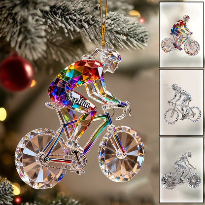Personalized Bicycle Christmas Ornament - Custom Acrylic Keepsake Gift for Cycling Enthusiasts and Cyclists