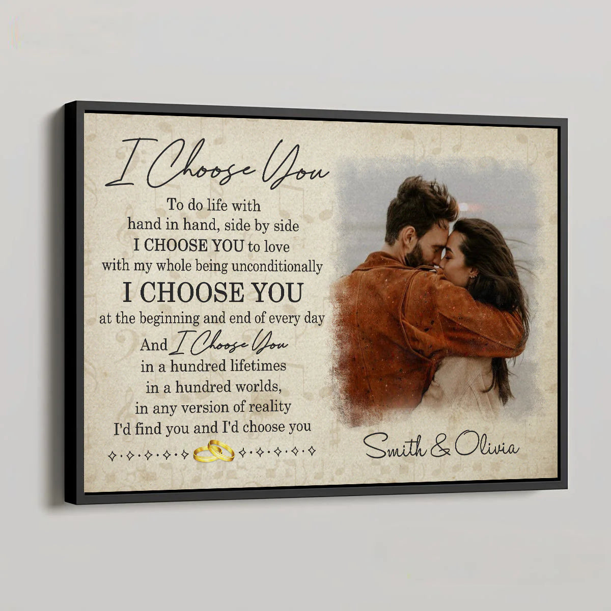Canvas / Poster material and size view - Personalized I Choose You Couple Canvas