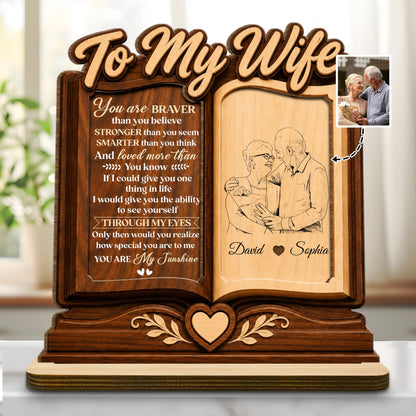 Custom Wife Wood Plaque for Wife with personalized design details for meaningful gifting