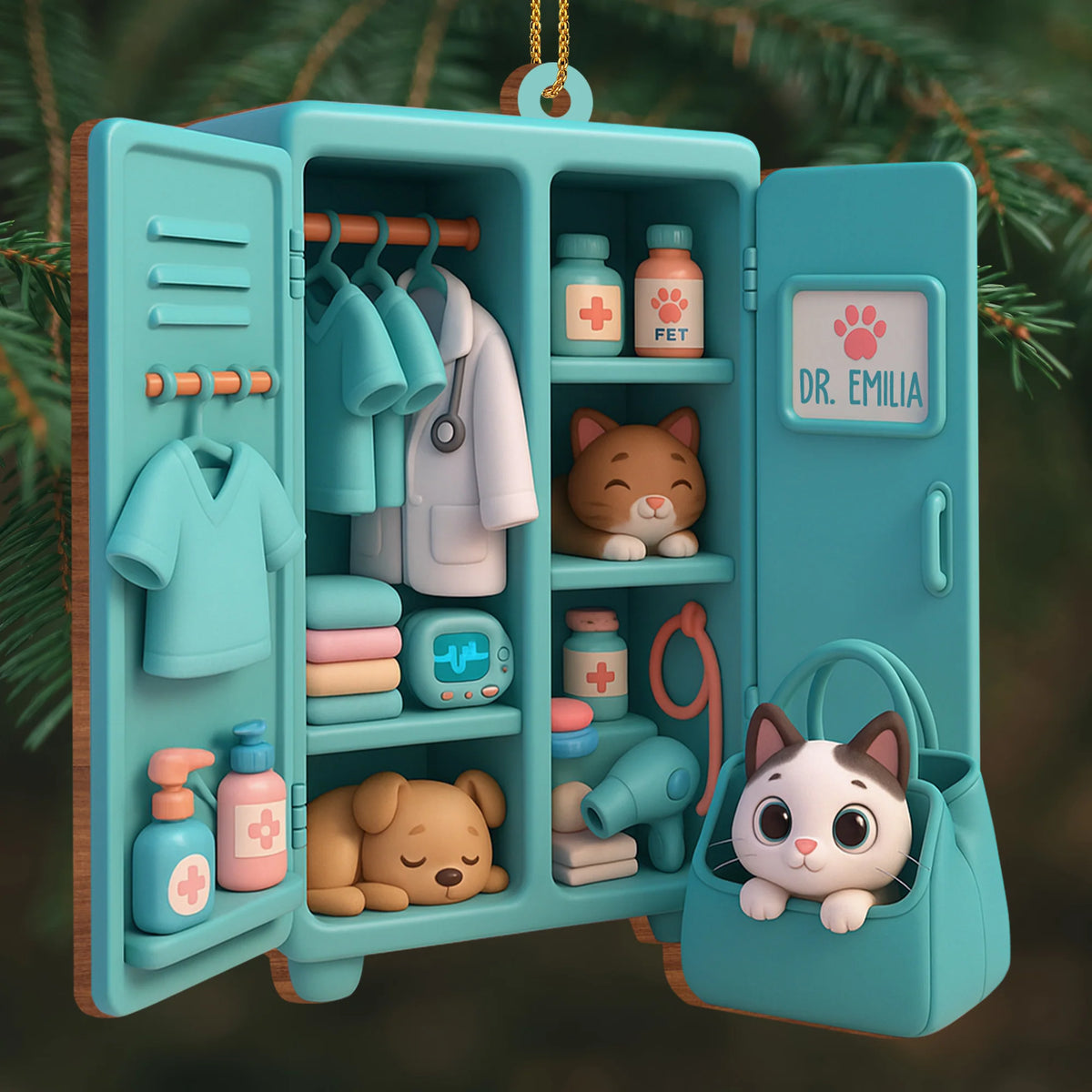 Create Your Personalized Veterinarian Ornament With Pets And Medical Instruments