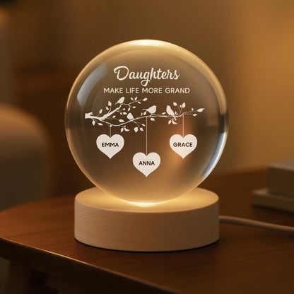 Grandkids Make Life More Grand Personalized Crystal Ball Lamp - Custom Gift for Grandparents