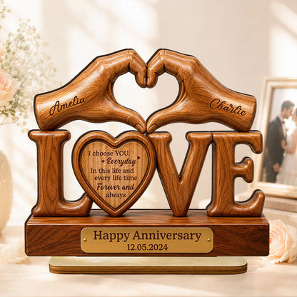 Personalized Couple Wooden Plaque personalization view for Wife
