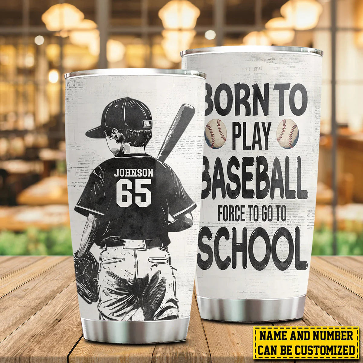 Tumbler material and size view - Custom Baseball Kids Tumbler