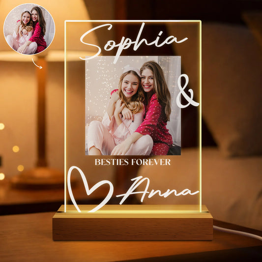 Custom Best Friends Photo Led Night Light for Best Friends with personalized design details for meaningful gifting