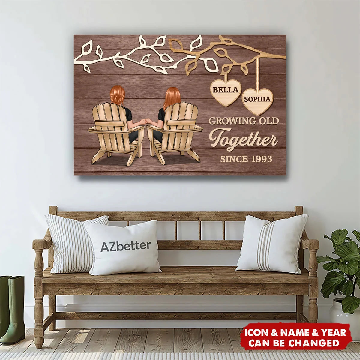 Growing Old Together Personalized Couple Canvas / Poster - Custom Anniversary Wall Art Gift for Husband and Wife