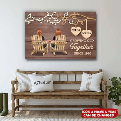 Growing Old Together Personalized Couple Canvas / Poster - Custom Anniversary Wall Art Gift for Husband and Wife