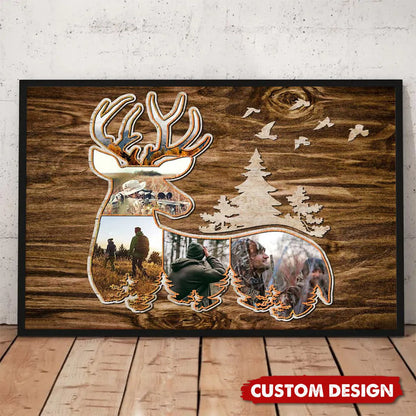 Custom deer photo collage canvas print featuring hunting memories for outdoor lovers and dad image 7