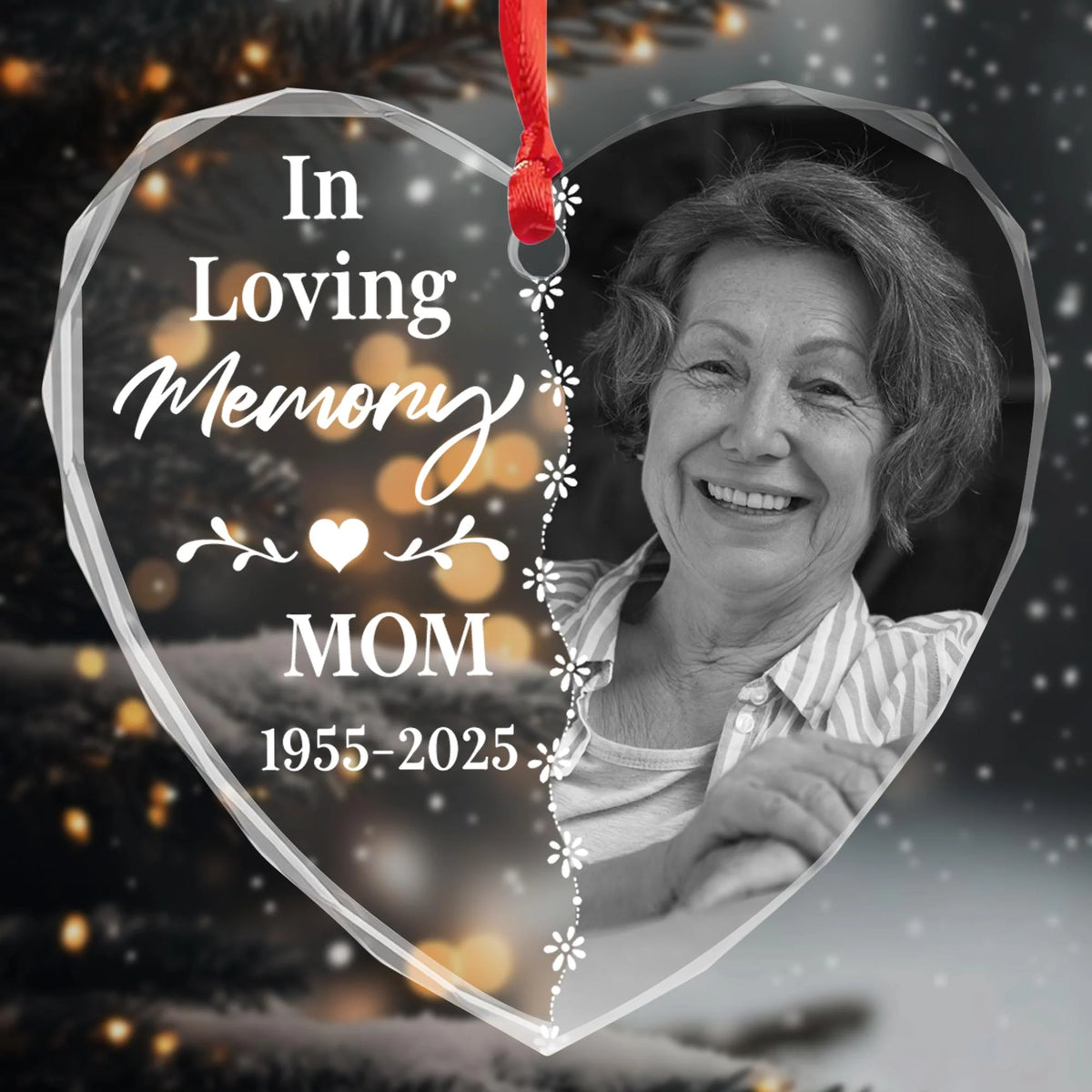 In Loving Memory Mom Heart And Flowers