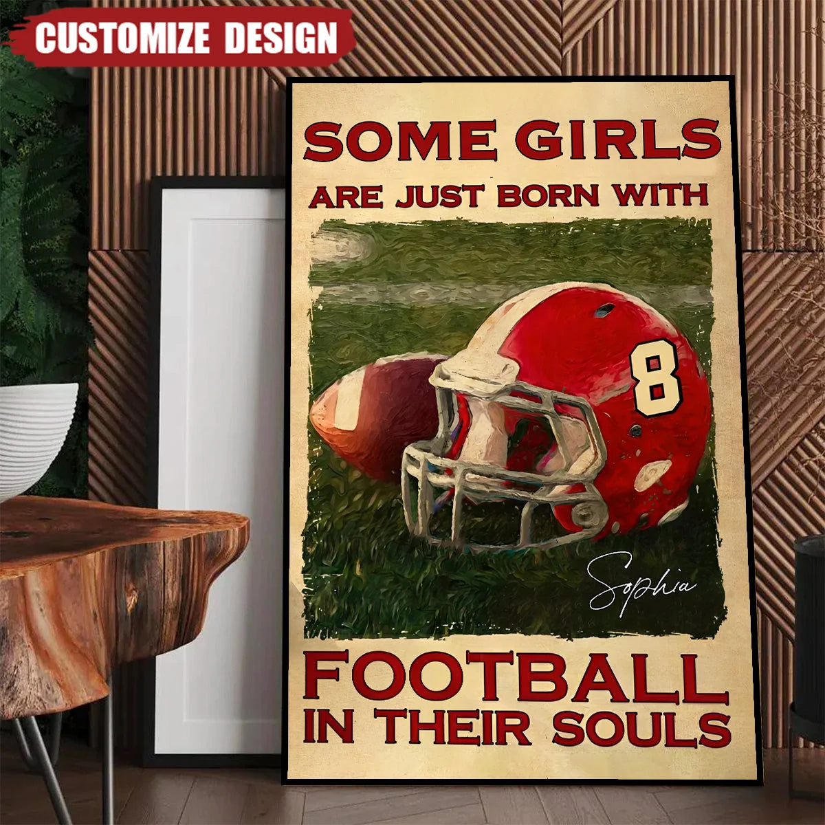 Personalized American Football Canvas / Poster - Custom Sports Wall Art Gift for American Football Lovers