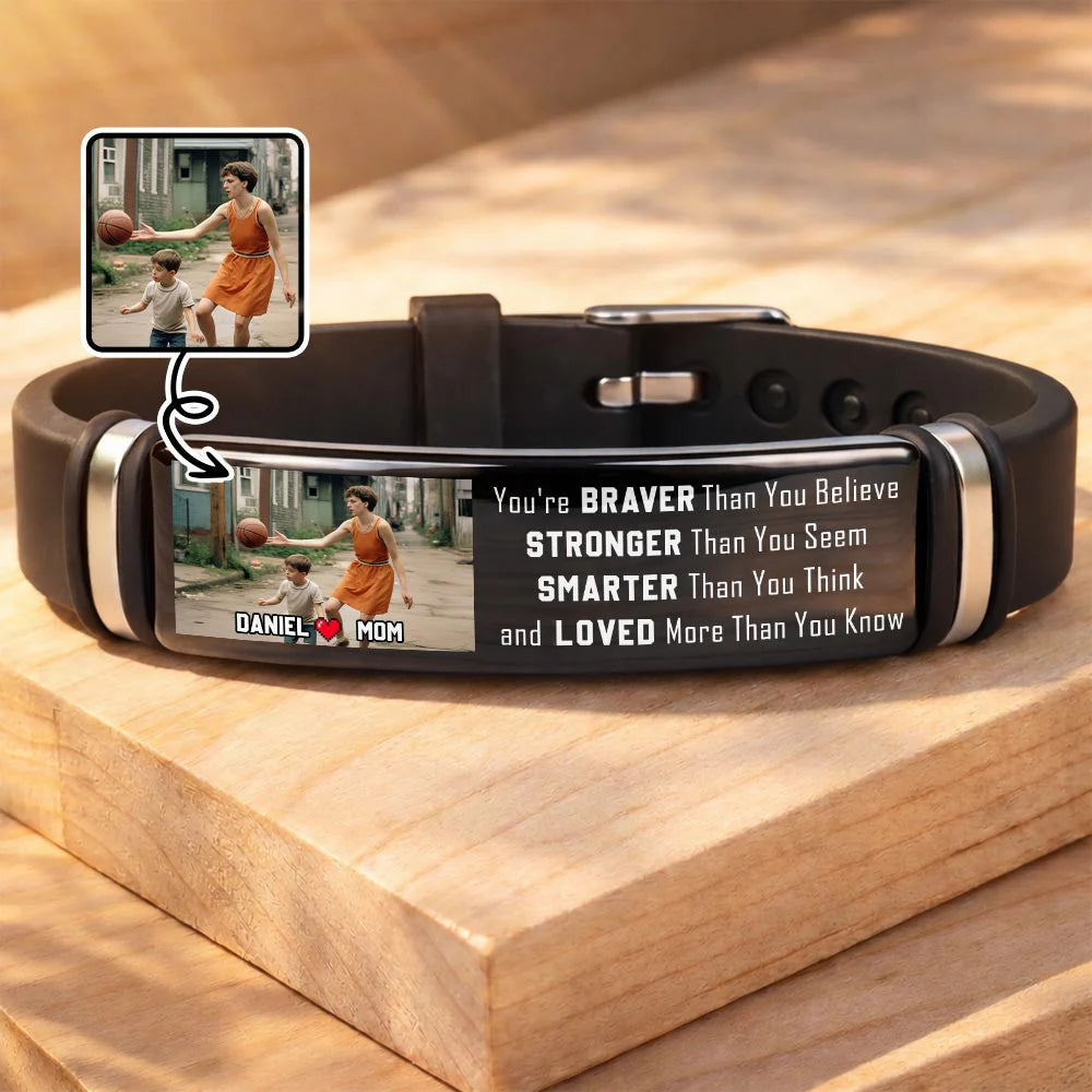 Custom Photo Bracelet For Son for Son/Grandson with personalized design details for meaningful gifting