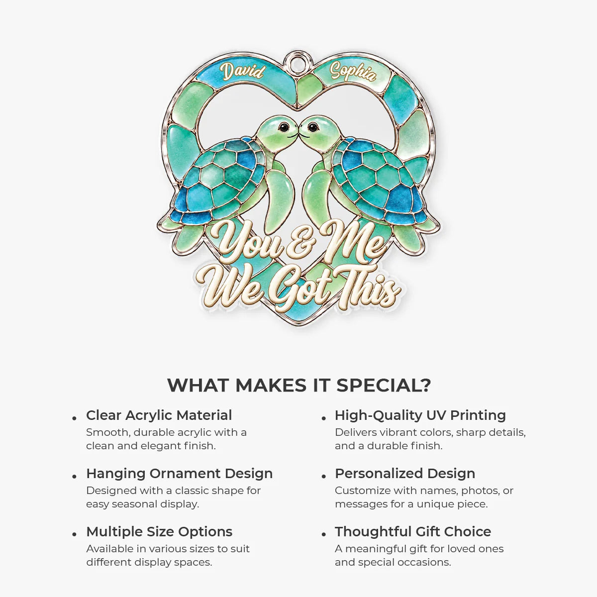 You & Me We Got This Personalized Turtle Couple Acrylic Ornament - Keepsake Gift for Couples