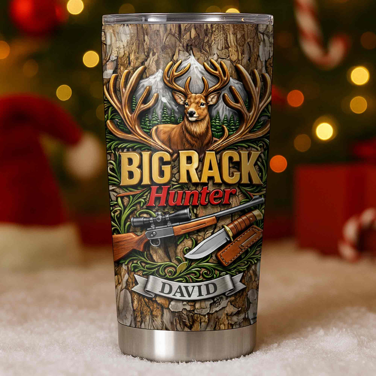 Big Rack Hunter Personalized Deer Hunting Tumbler - Custom Hunting Gift