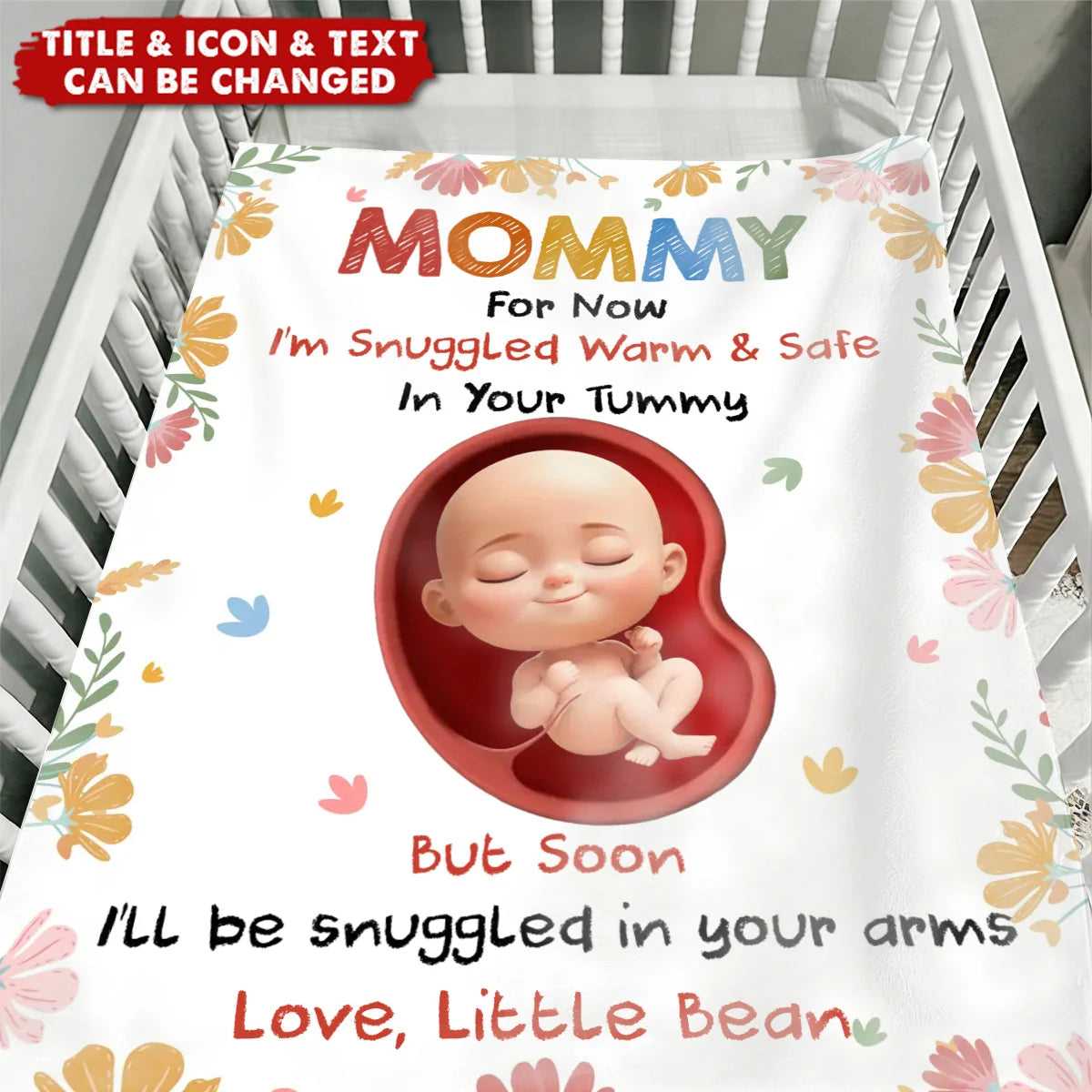 Snuggled Warm And Safe In Your Tummy - Personalized Blanket for Expecting Mom Baby Shower