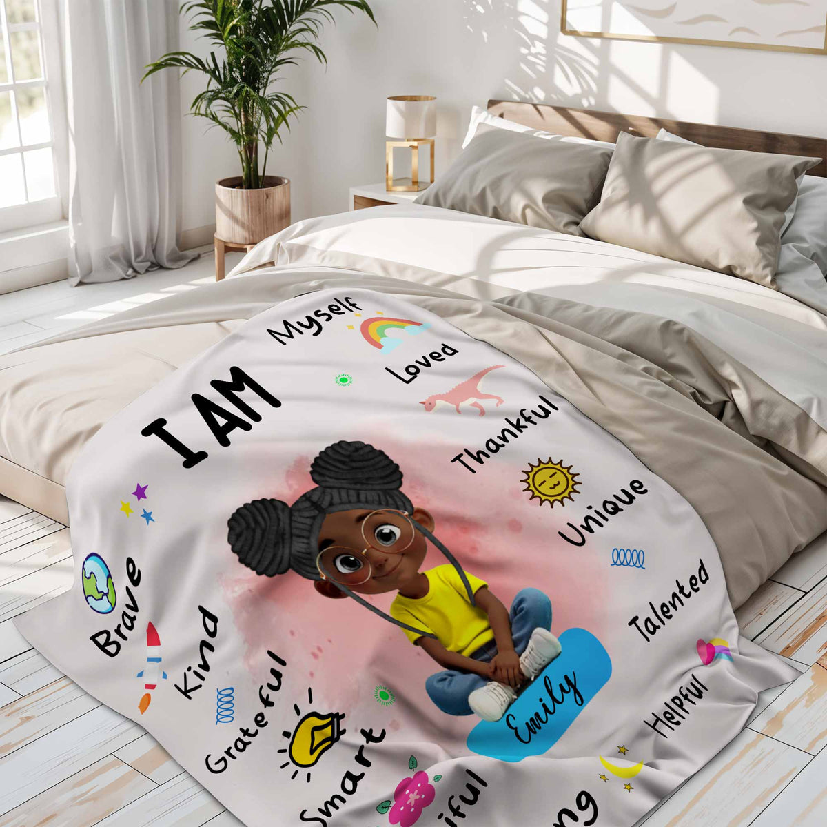 I Am Brave, Kind, Grateful Smart Beautiful Blanket