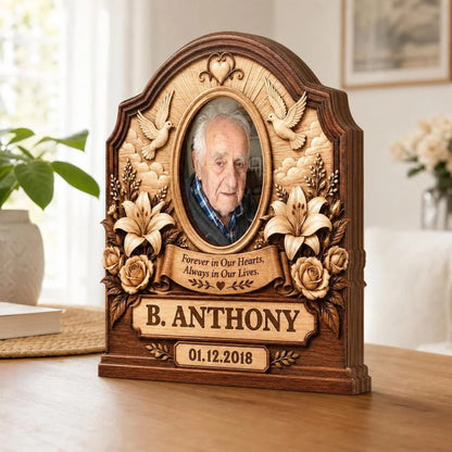 Forever In Our Hearts Personalized Memorial Wooden Block - Custom Photo Keepsake for Family