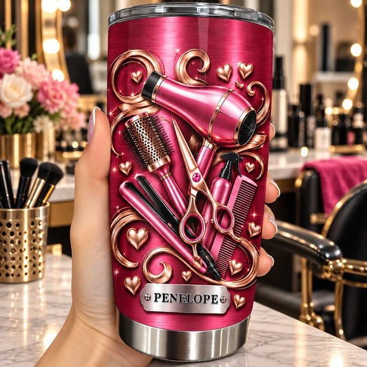 Styling With Love Hairdresser Personalized Tumbler - Gift for Hair Stylist Salon
