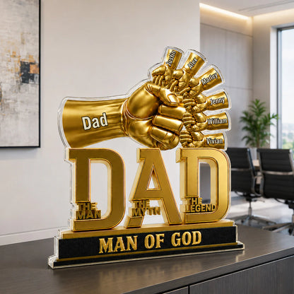 Plaque material and size view - Personalized Dad Fist Bump Acrylic Plaque