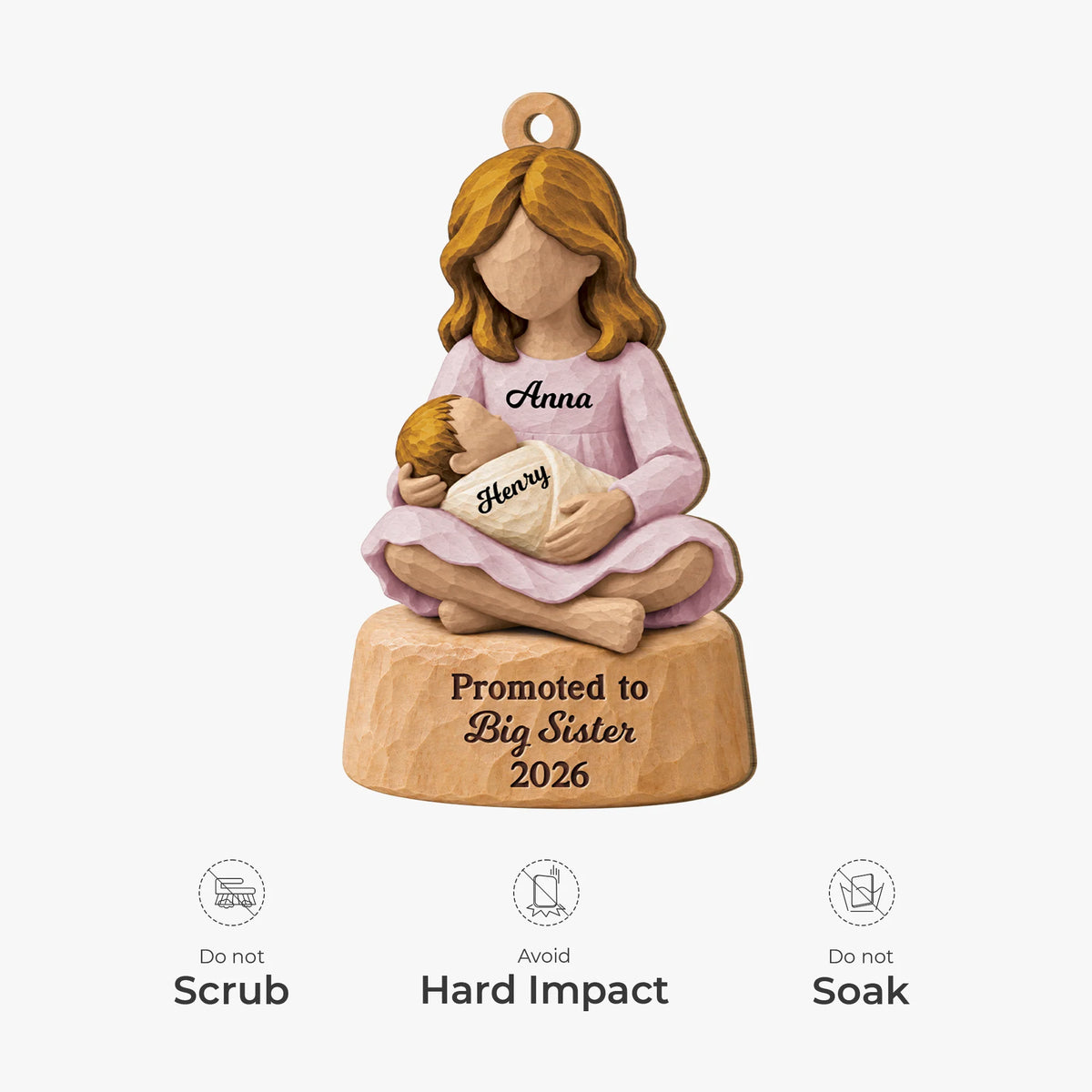 Promoted to Big Brother or Sister Personalized Wooden Ornament - Keepsake Gift for Kids