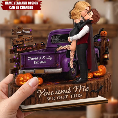"You and Me We Got This" Personalized Halloween Couple Wooden Plaque - Spooky Custom Anniversary Keepsake Gift for Wife & Husband