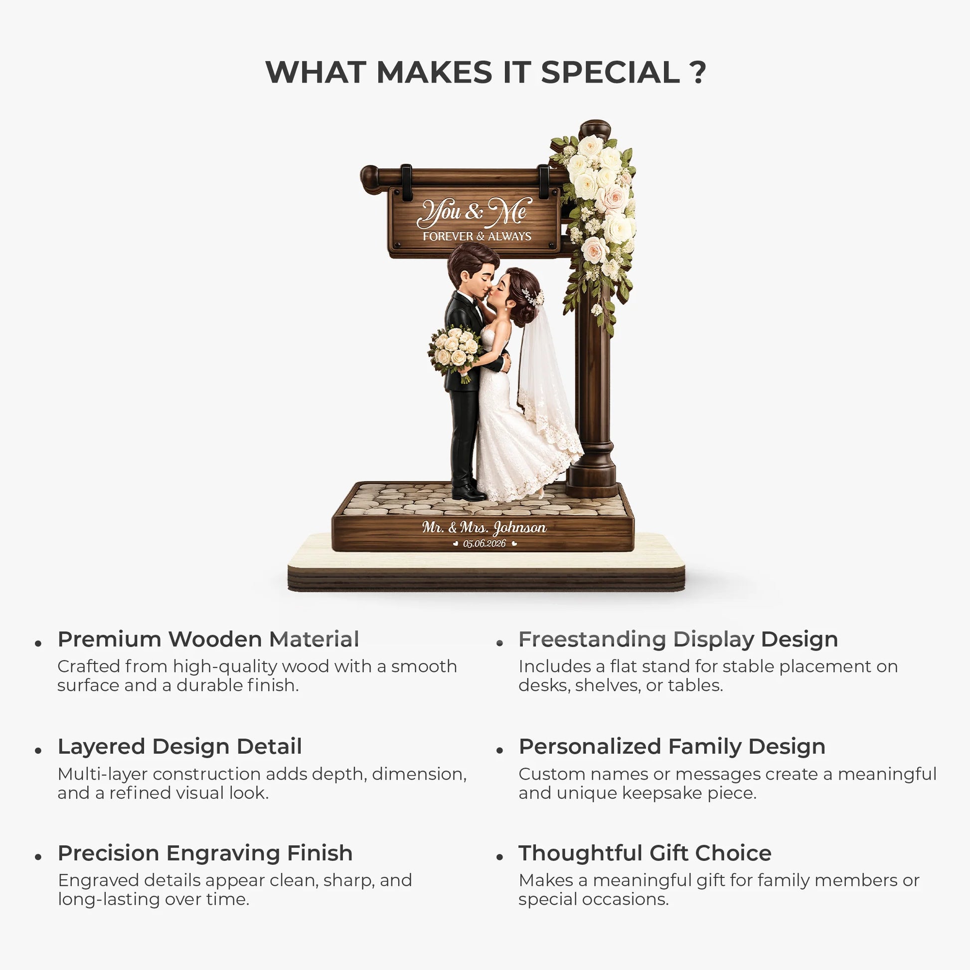 Personalized wedding plaque with romantic couple illustration for custom wedding and anniversary gifts image 6