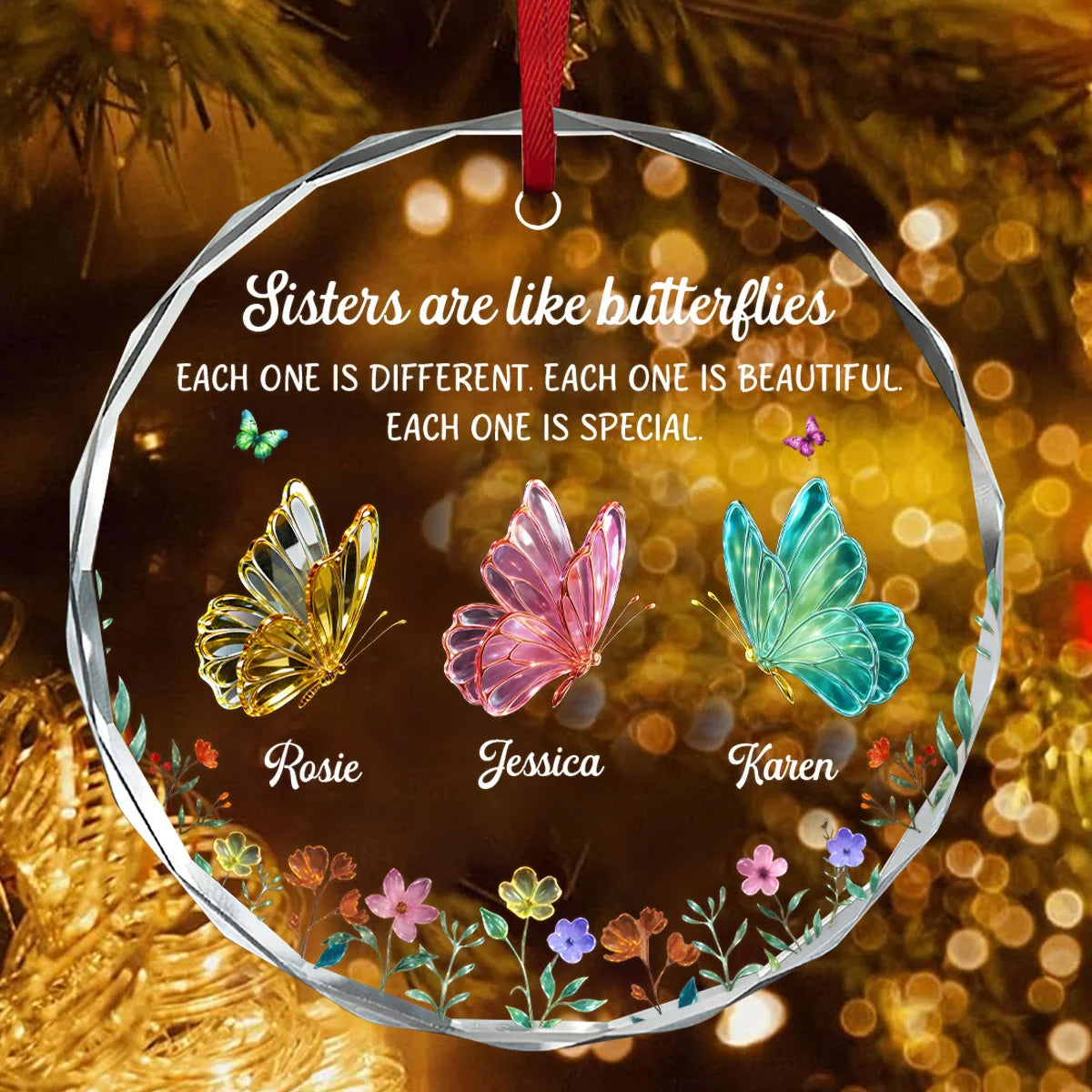 Glass Ornament gift-ready design for Sister