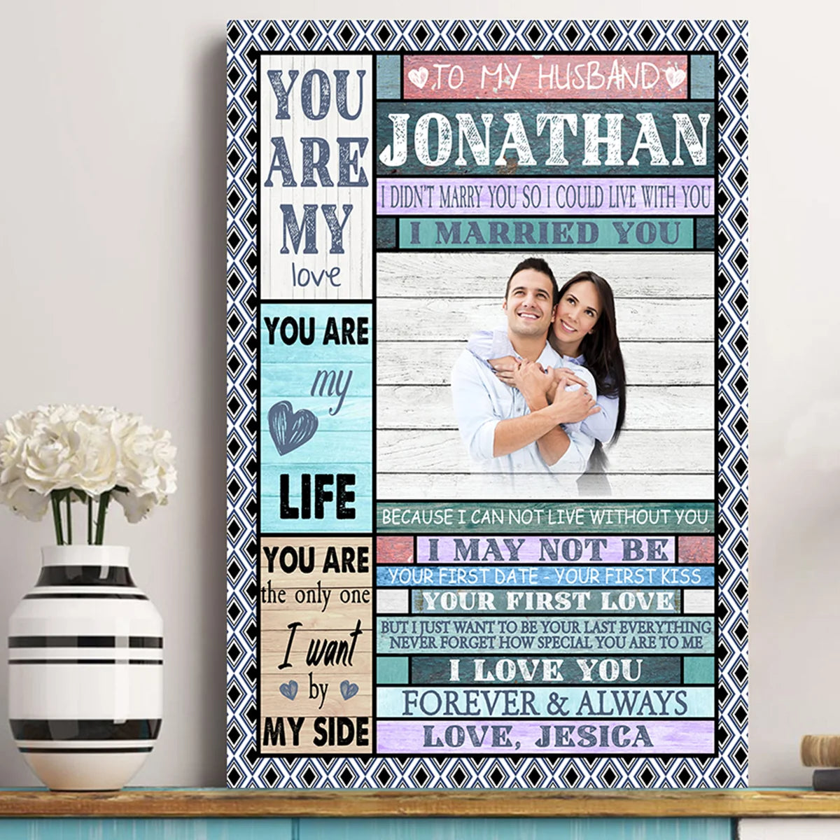 "Be Your Last Everything" Personalized Canvas / Poster for Husband - Custom Photo Wall Art Gift for Anniversary