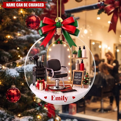 "Good Hair Day Everyday" Personalized Acrylic Ornament - Custom Hairstylists and Salon Owners Christmas Gift