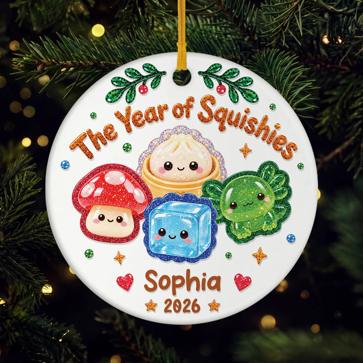 The Year of Squishies Personalized Ceramic Ornament - Christmas Keepsake Gift for Kids