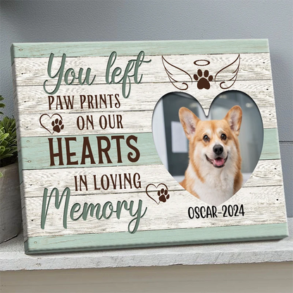 You Left Paw Prints On Our Hearts - Personalized Dog Memorial Canvas / Poster Wall Art