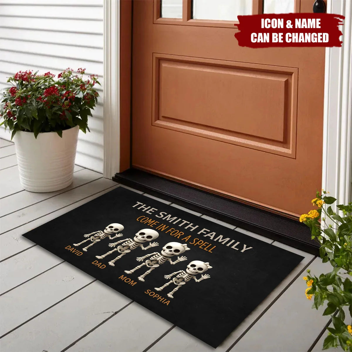 "Come In For A Spell" Personalized Halloween Doormat - Custom Fall Entryway Decor for Family