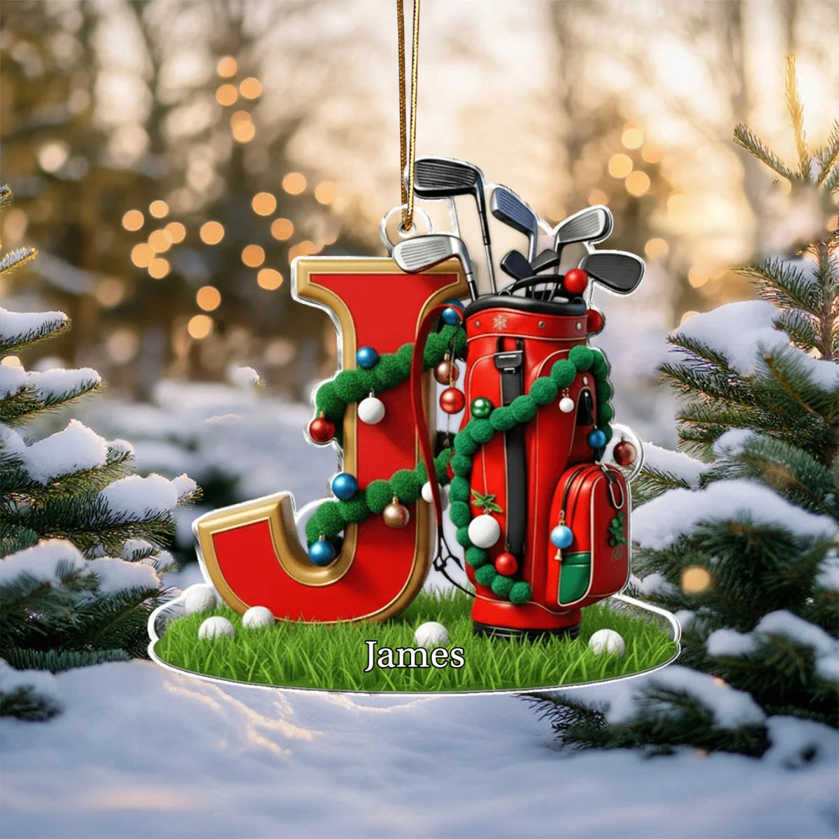 Personalized Golf Ornament - Custom Name Letter Holiday Keepsake for Golfers