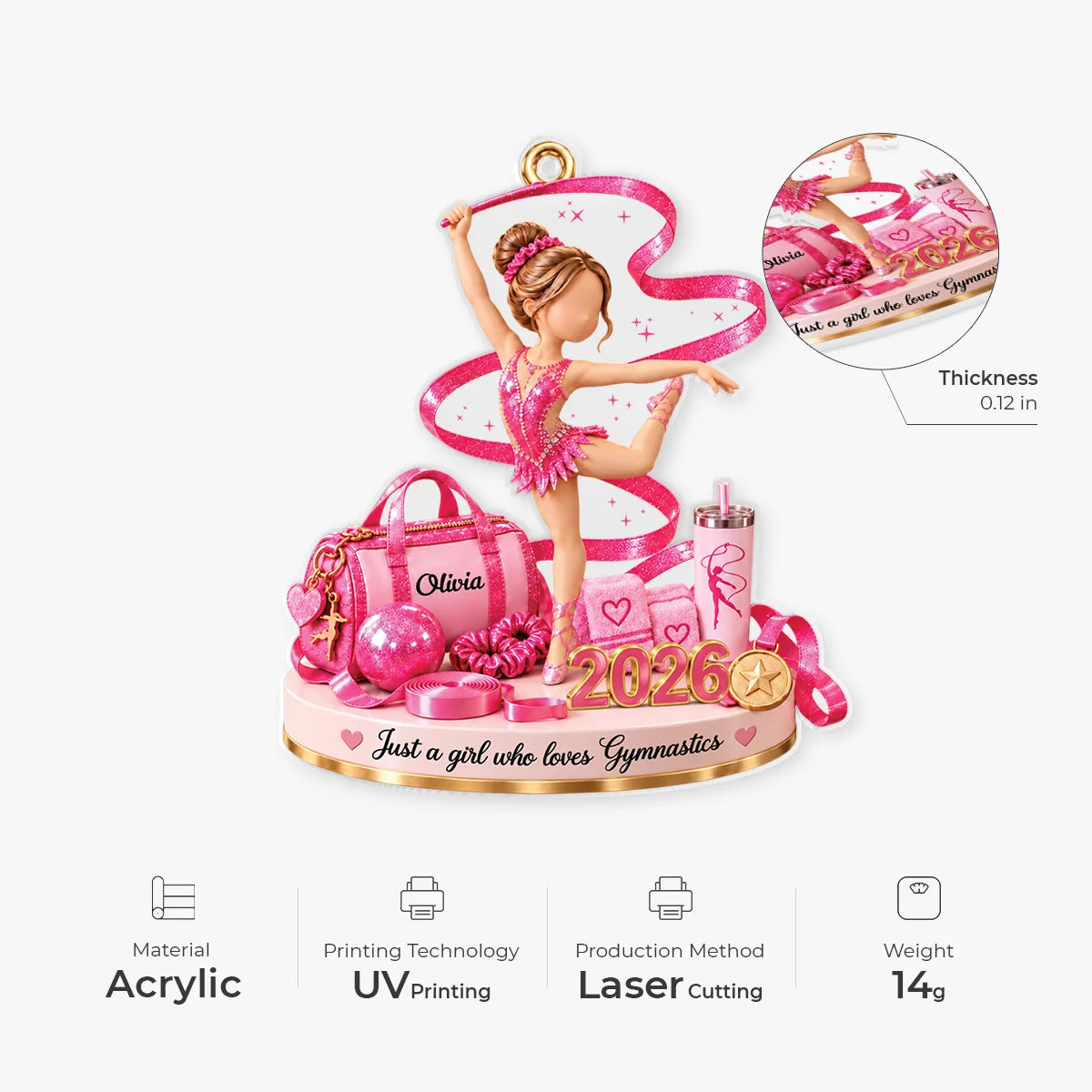 "Just A Girl Who Loves Gymnastics" - Personalized Gymnastics Acrylic Ornament Gift