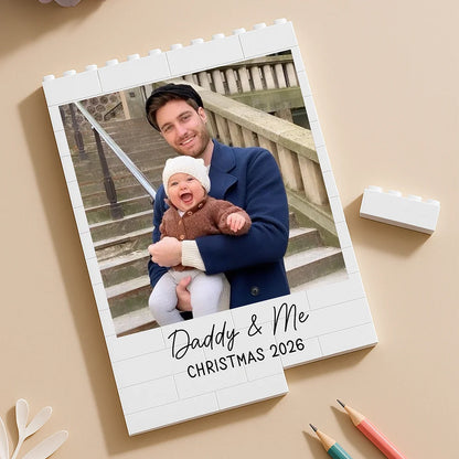 "Daddy & Me" Personalized Photo Building Brick Blocks - Custom Dad Christmas Gift